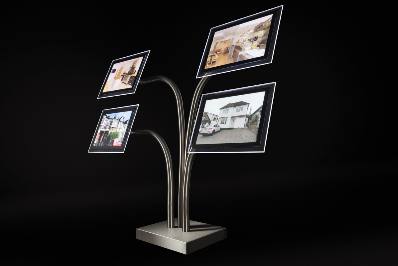 Illuminated estate agent display stand