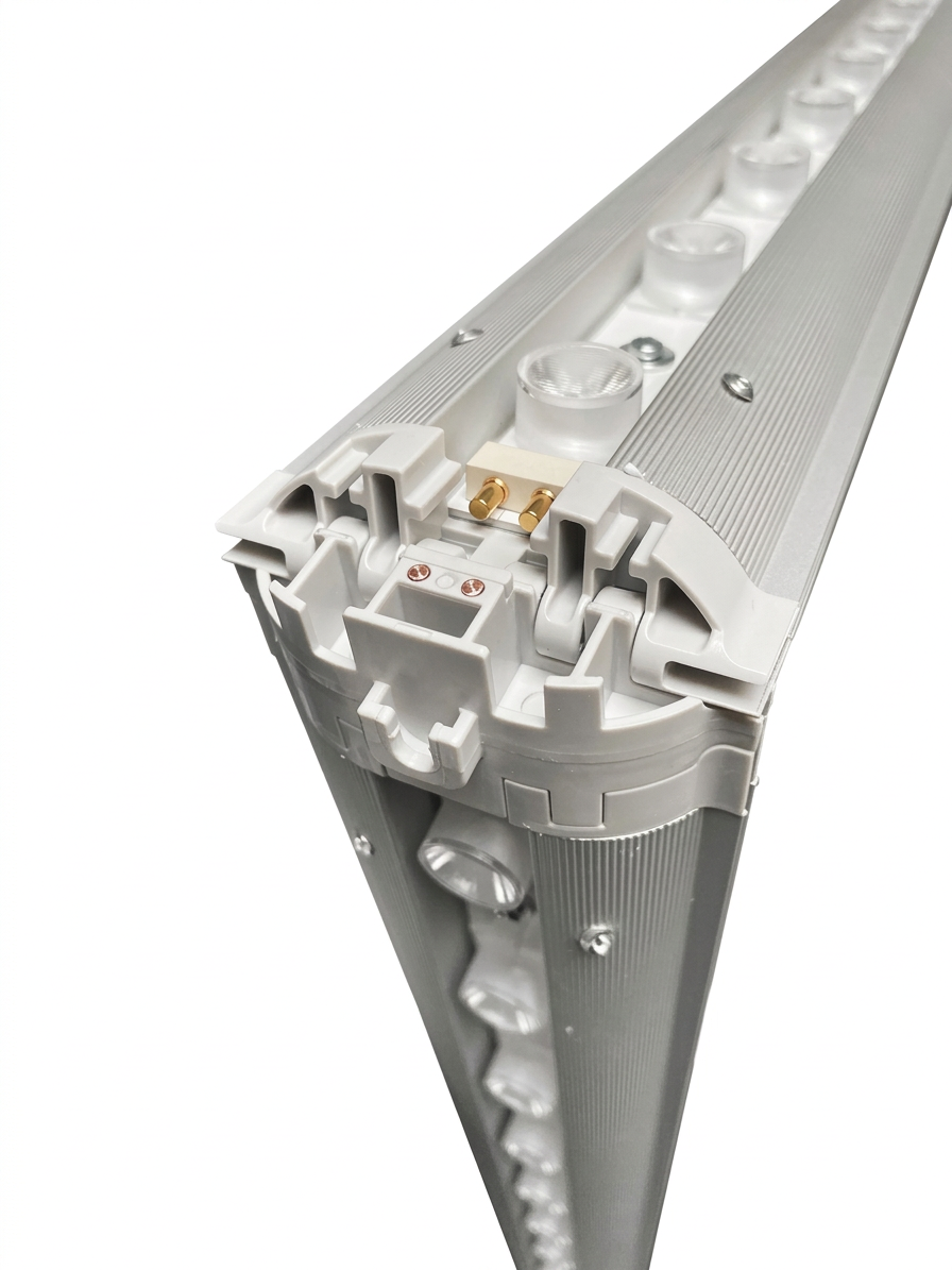 Close-up of LED light bar and connector pins