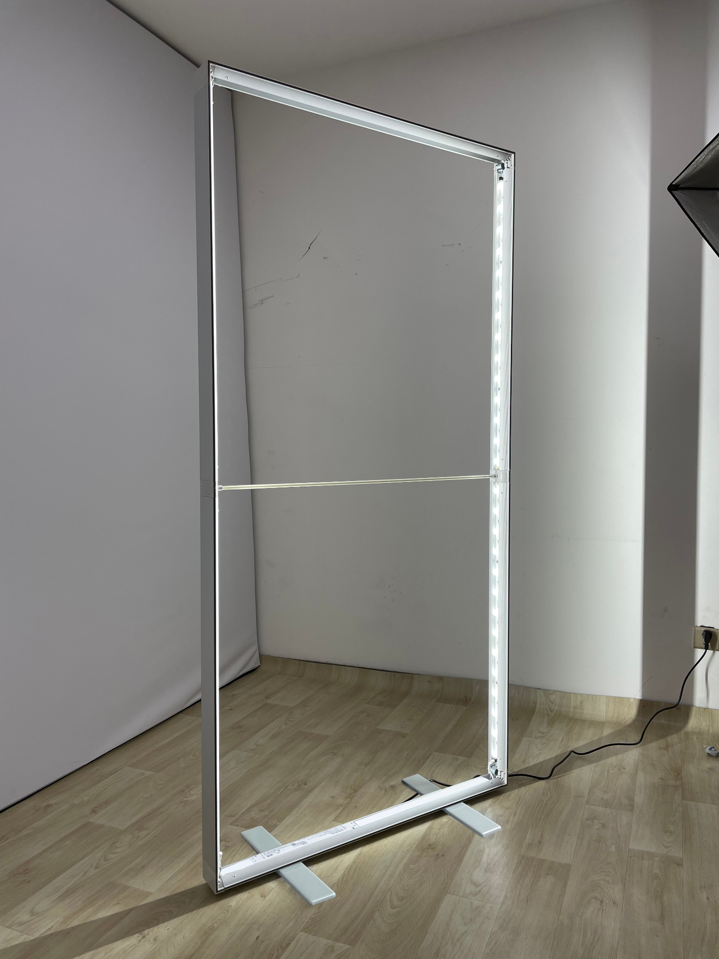 Pop Up Light Box frame illuminated showing internal LED strips