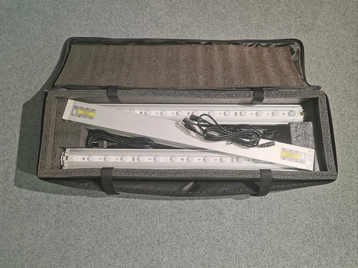 LED light bars packed inside protective foam carry case