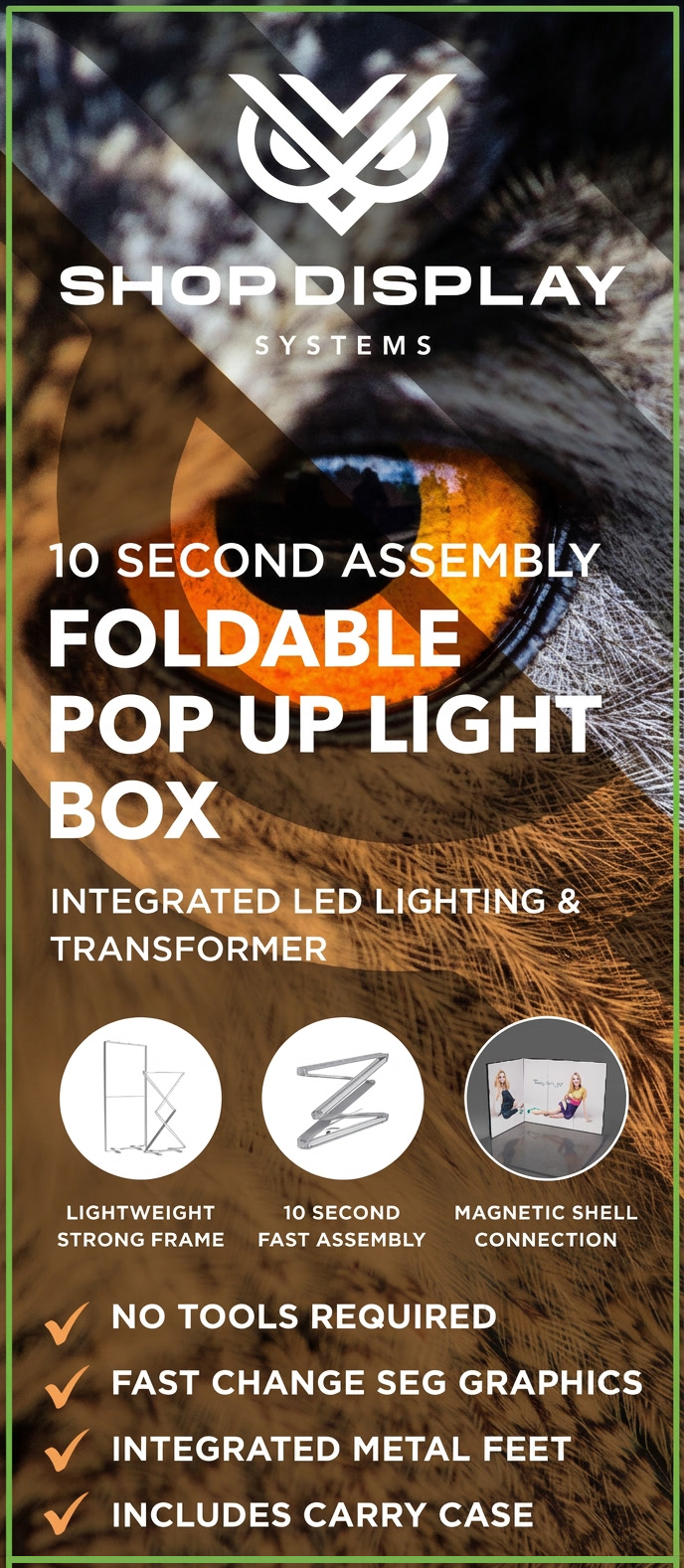 Foldable Pop Up Light Box - 10 seconds assembly with vivid SEG graphic